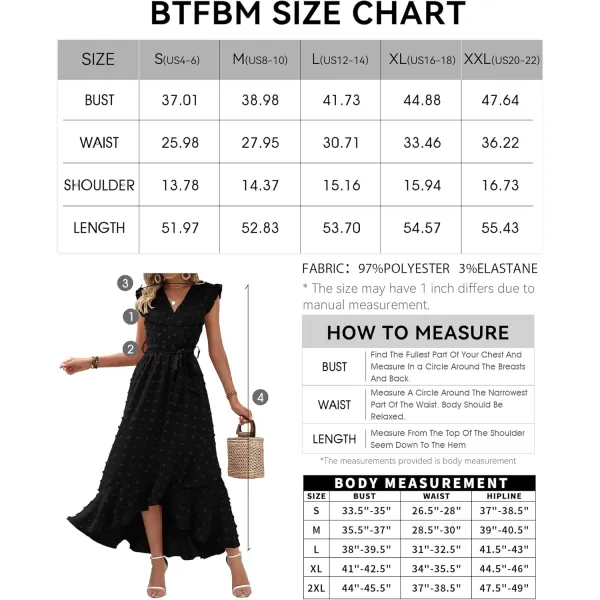 BTFBM Women 2024 Summer V Neck Dress Cap Sleeve Swiss Dot Boho Ruffle Slit Beach Cocktail Party Flowy Long Maxi DressesSwiss Dot Black