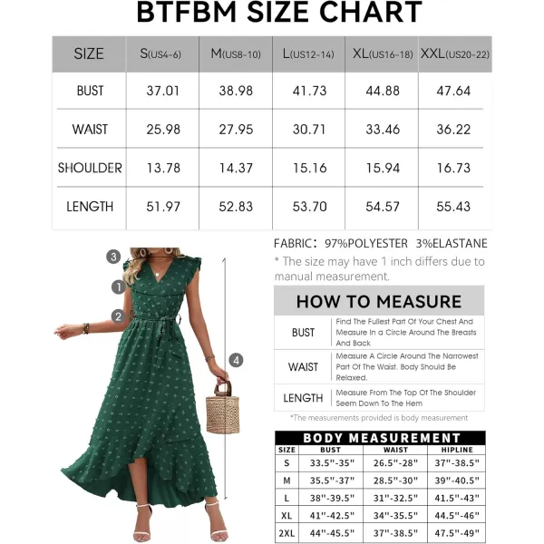BTFBM Women 2024 Summer V Neck Dress Cap Sleeve Swiss Dot Boho Ruffle Slit Beach Cocktail Party Flowy Long Maxi DressesSwiss Dot Dark Green