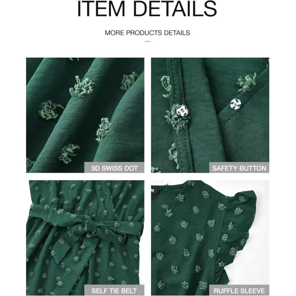BTFBM Women 2024 Summer V Neck Dress Cap Sleeve Swiss Dot Boho Ruffle Slit Beach Cocktail Party Flowy Long Maxi DressesSwiss Dot Dark Green
