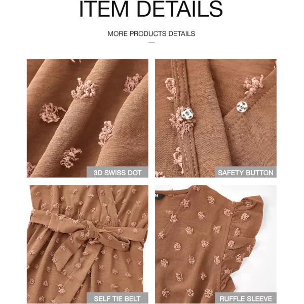 BTFBM Women 2024 Summer V Neck Dress Cap Sleeve Swiss Dot Boho Ruffle Slit Beach Cocktail Party Flowy Long Maxi DressesSwiss Dot Khaki