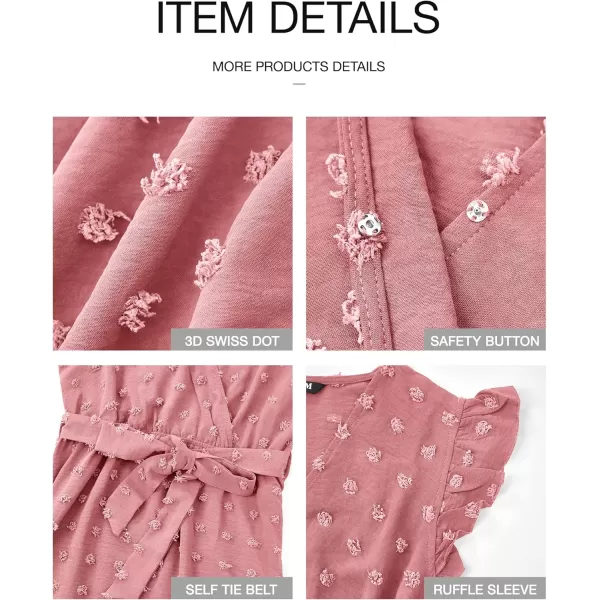 BTFBM Women 2024 Summer V Neck Dress Cap Sleeve Swiss Dot Boho Ruffle Slit Beach Cocktail Party Flowy Long Maxi DressesSwiss Dot Light Pink