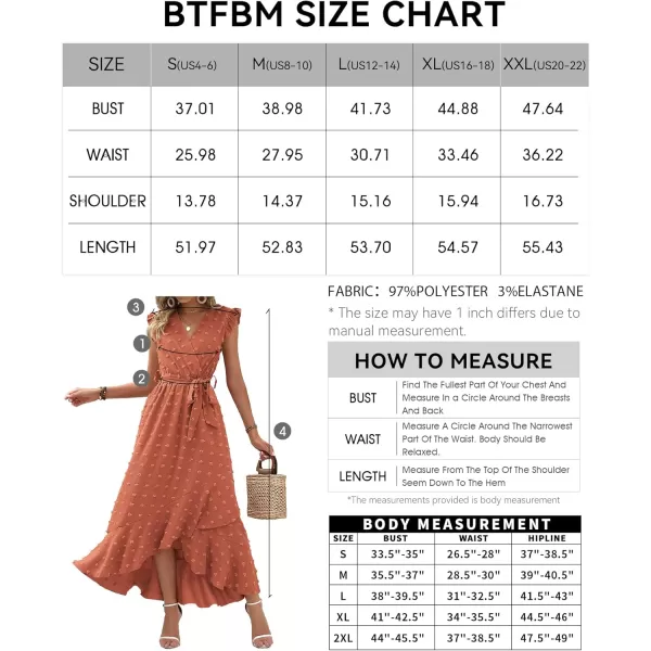 BTFBM Women 2024 Summer V Neck Dress Cap Sleeve Swiss Dot Boho Ruffle Slit Beach Cocktail Party Flowy Long Maxi DressesSwiss Dot Orange Red