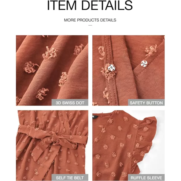 BTFBM Women 2024 Summer V Neck Dress Cap Sleeve Swiss Dot Boho Ruffle Slit Beach Cocktail Party Flowy Long Maxi DressesSwiss Dot Orange Red