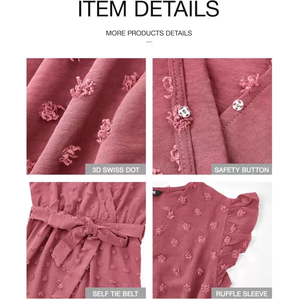 BTFBM Women 2024 Summer V Neck Dress Cap Sleeve Swiss Dot Boho Ruffle Slit Beach Cocktail Party Flowy Long Maxi DressesSwiss Dot Pink