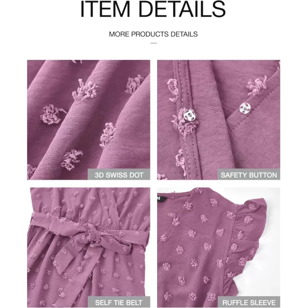 BTFBM Women 2024 Summer V Neck Dress Cap Sleeve Swiss Dot Boho Ruffle Slit Beach Cocktail Party Flowy Long Maxi DressesSwiss Dot Purple