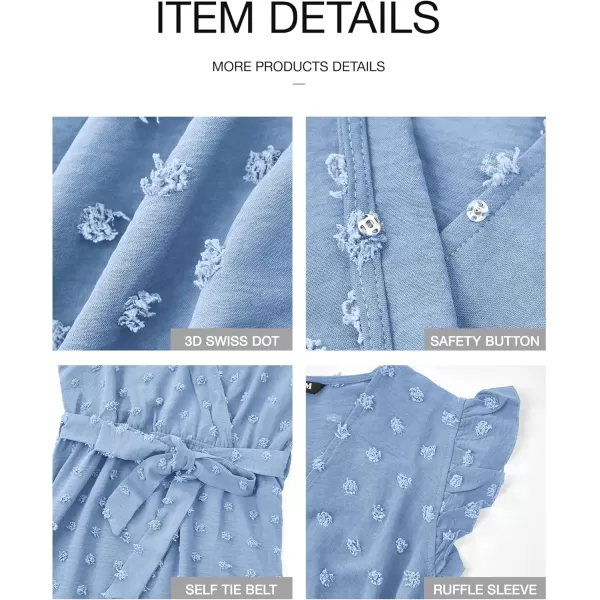 BTFBM Women 2024 Summer V Neck Dress Cap Sleeve Swiss Dot Boho Ruffle Slit Beach Cocktail Party Flowy Long Maxi DressesSwiss Dot Sky Blue