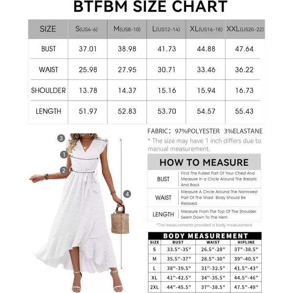 BTFBM Women 2024 Summer V Neck Dress Cap Sleeve Swiss Dot Boho Ruffle Slit Beach Cocktail Party Flowy Long Maxi DressesSwiss Dot White