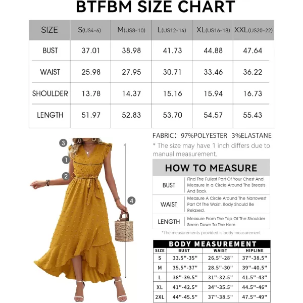 BTFBM Women 2024 Summer V Neck Dress Cap Sleeve Swiss Dot Boho Ruffle Slit Beach Cocktail Party Flowy Long Maxi DressesSwiss Dot Yellow