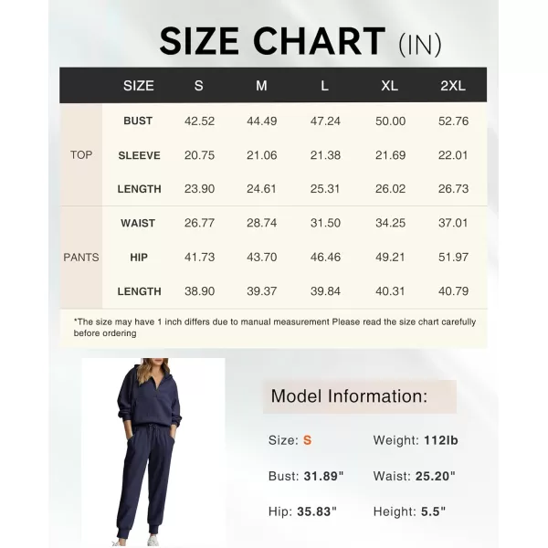 BTFBM Womens Two Piece Tracksuit Fall Long Sleeve Zip Up Hoodie Sweatshirt Long Pants Drawstring Outfits Jogger SetsSolid Navy