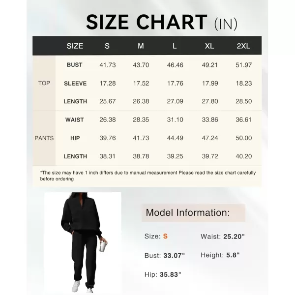 BTFBM Womens 2 Piece Sweatsuit Sets Fall Outfits Tracksuits 2024 Long Sleeve Half Zip Sweatshirt Sweatpants Lounge SetSolid Black