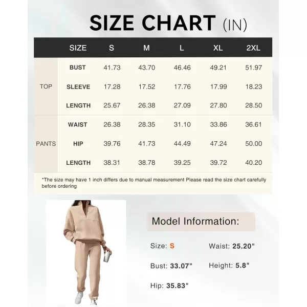 BTFBM Womens 2 Piece Sweatsuit Sets Fall Outfits Tracksuits 2024 Long Sleeve Half Zip Sweatshirt Sweatpants Lounge SetSolid Light Khaki