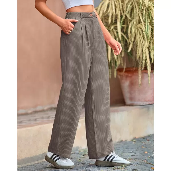 BTFBM Wide Leg Pants for Women Dressy Elastic High Waisted Business Casual Outfits Striped Office Work Palazzo TrousersGrey