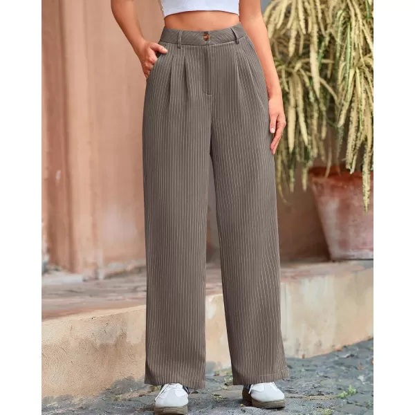 BTFBM Wide Leg Pants for Women Dressy Elastic High Waisted Business Casual Outfits Striped Office Work Palazzo TrousersGrey