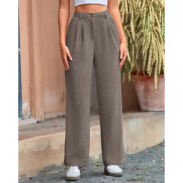BTFBM Wide Leg Pants for Women Dressy Elastic High Waisted Business Casual Outfits Striped Office Work Palazzo TrousersGrey