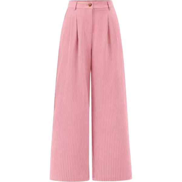 BTFBM Wide Leg Pants for Women Dressy Elastic High Waisted Business Casual Outfits Striped Office Work Palazzo TrousersPink