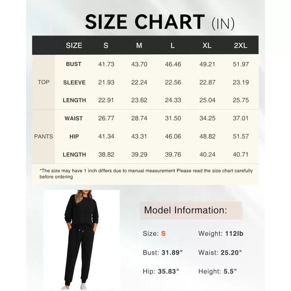 BTFBM Womens Two Piece Tracksuit Fall Long Sleeve Ribbed Knit Sweatshirt Long Pants With Drawstring Sweatsuit SetsSolid Black