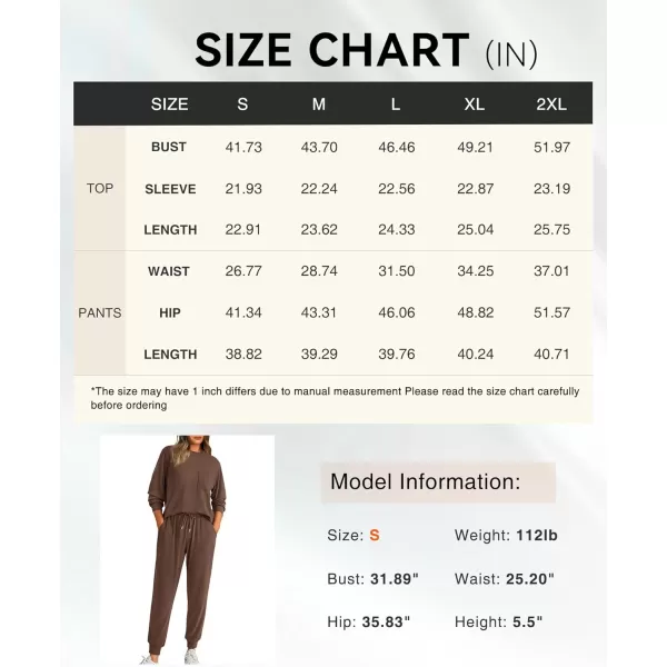 BTFBM Womens Two Piece Tracksuit Fall Long Sleeve Ribbed Knit Sweatshirt Long Pants With Drawstring Sweatsuit SetsSolid Coffee