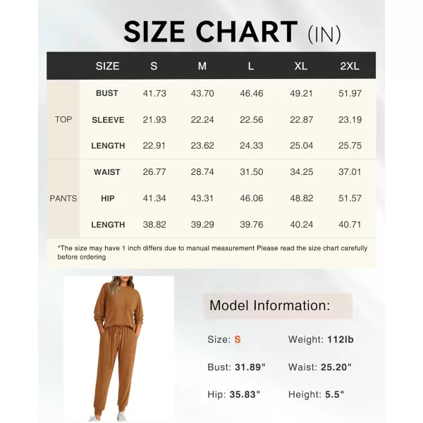 BTFBM Womens Two Piece Tracksuit Fall Long Sleeve Ribbed Knit Sweatshirt Long Pants With Drawstring Sweatsuit SetsSolid Dark Khaki