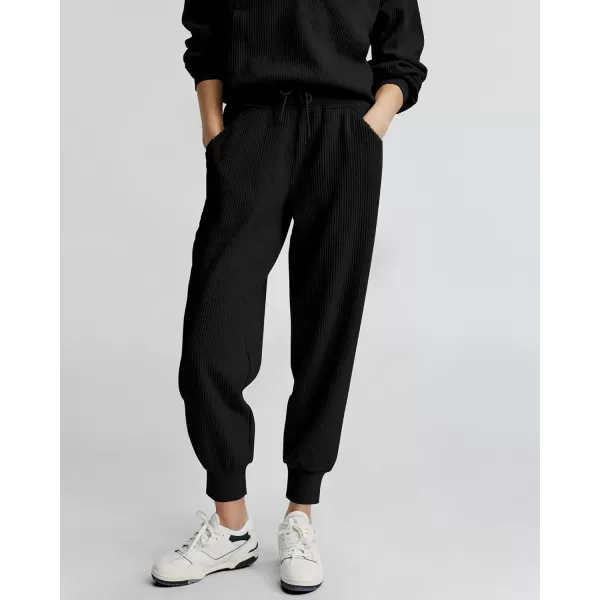imageBTFBM Womens 2 Piece Tracksuit Fall Outfits 2024 Long Sleeve Half Zip Sweatshirt Sweatpants Lounge Set SweatsuitsSolid Black