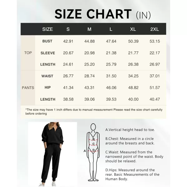 imageBTFBM Womens 2 Piece Tracksuit Fall Outfits 2024 Long Sleeve Half Zip Sweatshirt Sweatpants Lounge Set SweatsuitsSolid Black