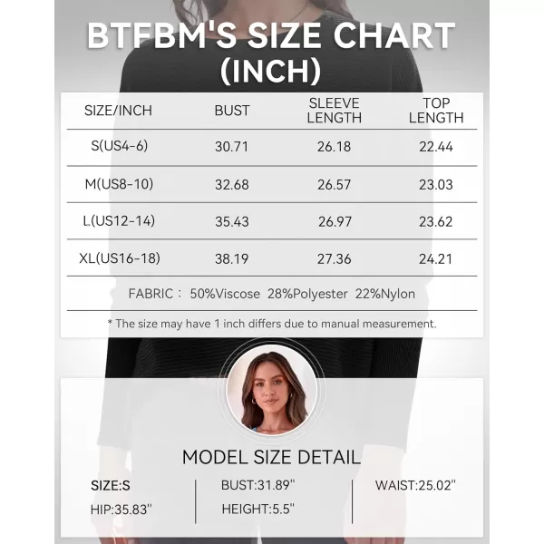 imageBTFBM Casual Women 2024 Fall Sweater Long Sleeve Ribbed Knit Pullover Loose Crewneck Batwing Split SweaterSolid Black