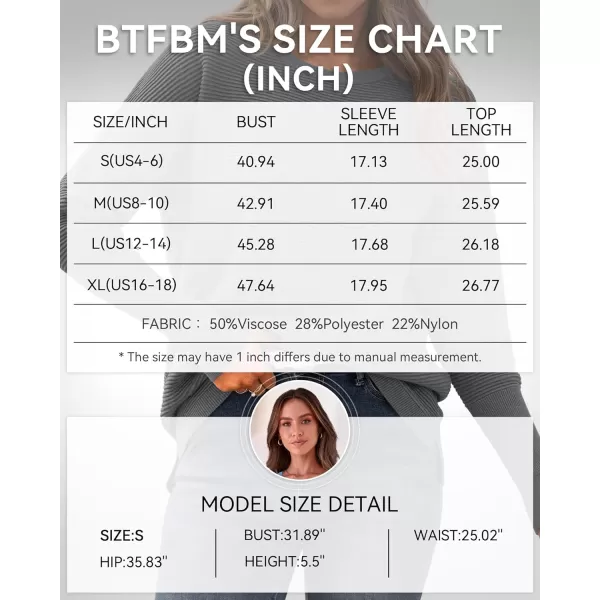 imageBTFBM Casual Women 2024 Fall Sweater Long Sleeve Ribbed Knit Pullover Loose Crewneck Batwing Split SweaterSolid Dark Grey