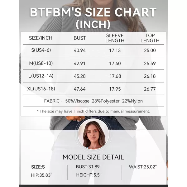 imageBTFBM Casual Women 2024 Fall Sweater Long Sleeve Ribbed Knit Pullover Loose Crewneck Batwing Split SweaterSolid Grey
