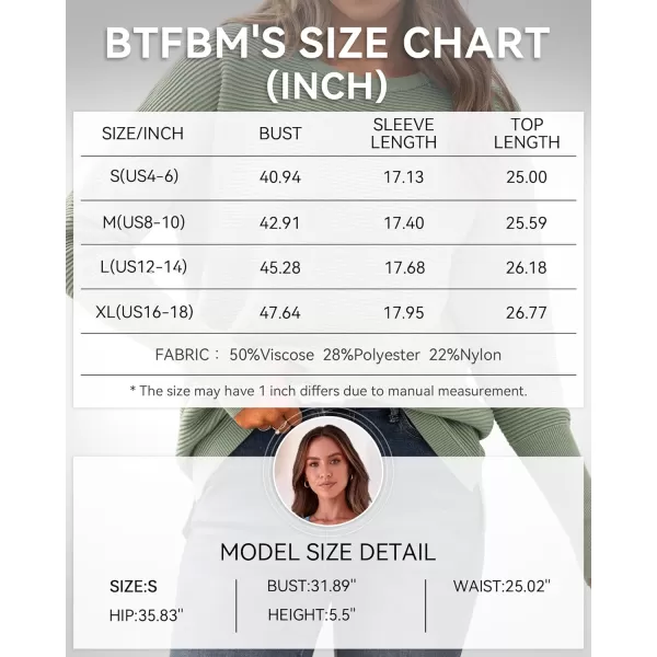 imageBTFBM Casual Women 2024 Fall Sweater Long Sleeve Ribbed Knit Pullover Loose Crewneck Batwing Split SweaterSolid Light Green