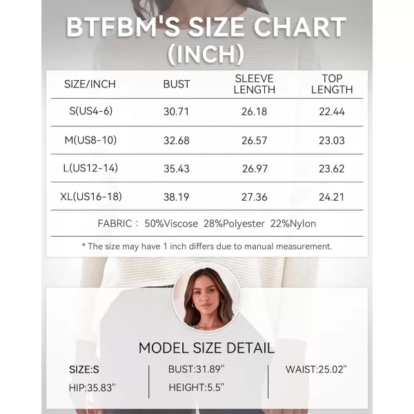 imageBTFBM Casual Women 2024 Fall Sweater Long Sleeve Ribbed Knit Pullover Loose Crewneck Batwing Split SweaterSolid White