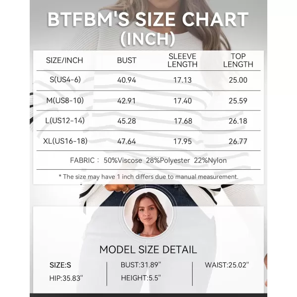 imageBTFBM Casual Women 2024 Fall Sweater Long Sleeve Ribbed Knit Pullover Loose Crewneck Batwing Split SweaterStriped White Black