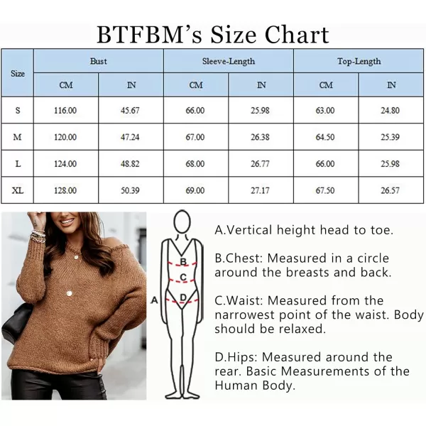 imageBTFBM Women Casual Long Sleeve Fall Sweaters Crew Neck Solid Color Soft Ribbed Knitted Oversized Pullover Loose Fit JumperSolid Brown