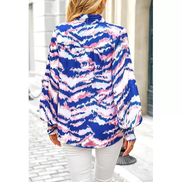 imageBTFBM Fall Fashion 2024 Button Down Long Sleeve Blouses for Women Dressy Casual V Neck Loose Printed Boho Tops ShirtsBlue Pink
