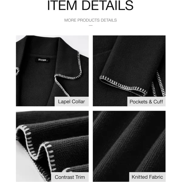 imageBTFBM Womens Open Front Cardigan Lapel Coatigan Lady 2024 Fall Winter Jacket Outwear Long Sweater Blazer with PocketsBlack