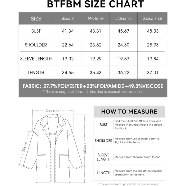 imageBTFBM Womens Open Front Cardigan Lapel Coatigan Lady 2024 Fall Winter Jacket Outwear Long Sweater Blazer with PocketsCaramel