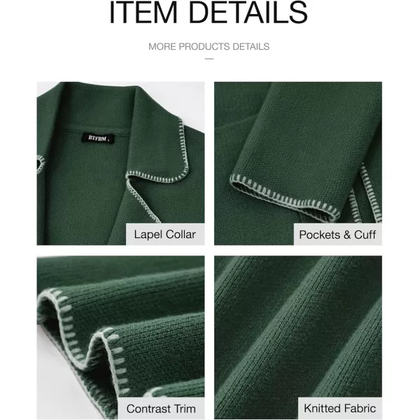 imageBTFBM Womens Open Front Cardigan Lapel Coatigan Lady 2024 Fall Winter Jacket Outwear Long Sweater Blazer with PocketsDark Green