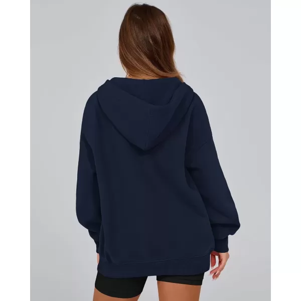 imageBTFBM Womens Oversized Hoodies Casual Fleece Long Sleeve V Neck Sweatshirts 2024 Trendy Fall Outfits Winter ClothesNavy