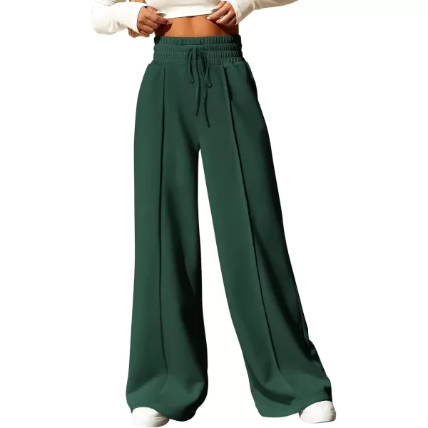 imageBTFBM Womens Wide Leg Sweatpants Casual Loose Solid Color Pants Comfy Lounge Joggers Baggy Sweatpants PocketsSolid Army Green