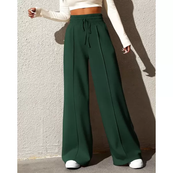 imageBTFBM Womens Wide Leg Sweatpants Casual Loose Solid Color Pants Comfy Lounge Joggers Baggy Sweatpants PocketsSolid Army Green