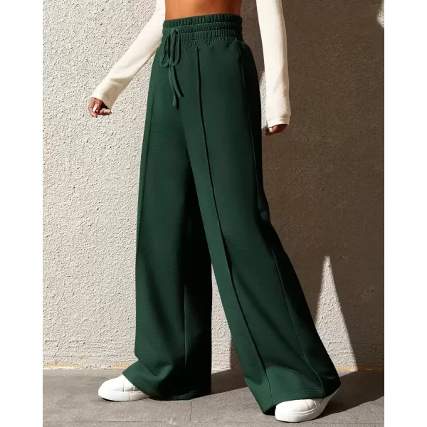 imageBTFBM Womens Wide Leg Sweatpants Casual Loose Solid Color Pants Comfy Lounge Joggers Baggy Sweatpants PocketsSolid Army Green