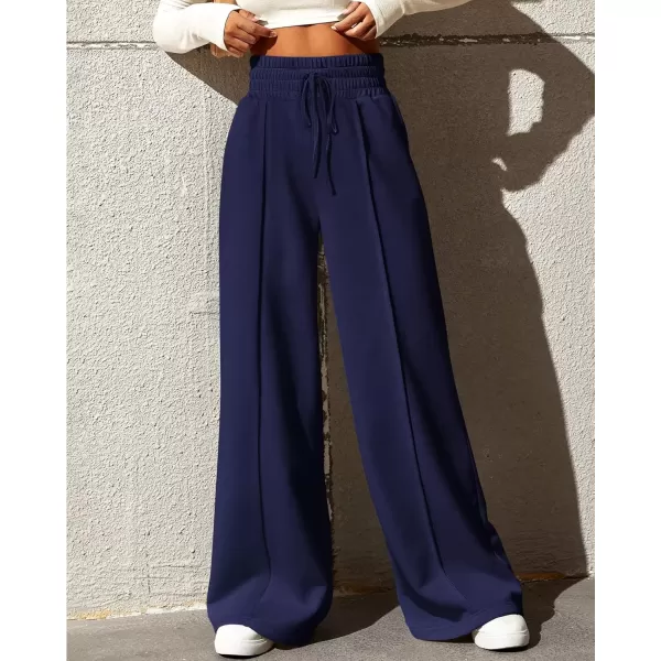 imageBTFBM Womens Wide Leg Sweatpants Casual Loose Solid Color Pants Comfy Lounge Joggers Baggy Sweatpants PocketsSolid Blue