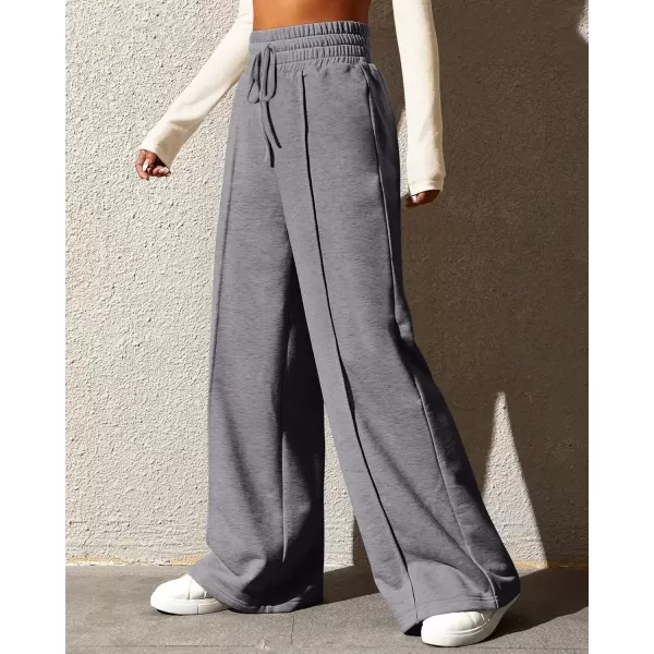 imageBTFBM Womens Wide Leg Sweatpants Casual Loose Solid Color Pants Comfy Lounge Joggers Baggy Sweatpants PocketsSolid Dark Grey