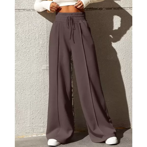imageBTFBM Womens Wide Leg Sweatpants Casual Loose Solid Color Pants Comfy Lounge Joggers Baggy Sweatpants PocketsSolid Grey Brown