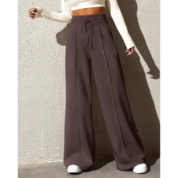 imageBTFBM Womens Wide Leg Sweatpants Casual Loose Solid Color Pants Comfy Lounge Joggers Baggy Sweatpants PocketsSolid Grey Brown