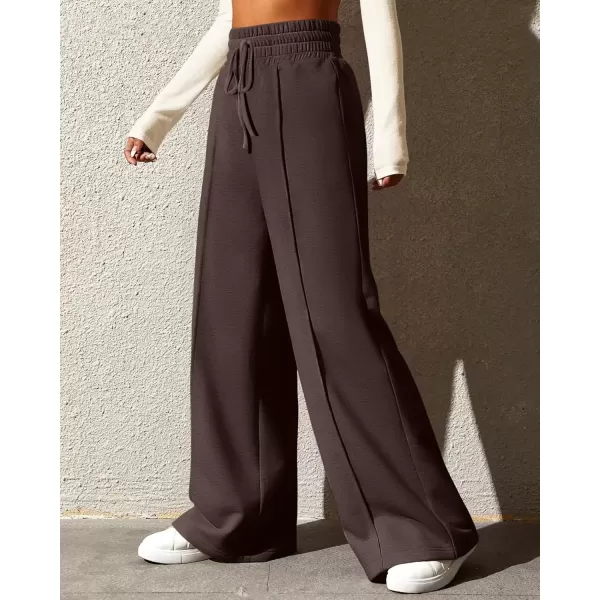 imageBTFBM Womens Wide Leg Sweatpants Casual Loose Solid Color Pants Comfy Lounge Joggers Baggy Sweatpants PocketsSolid Grey Brown