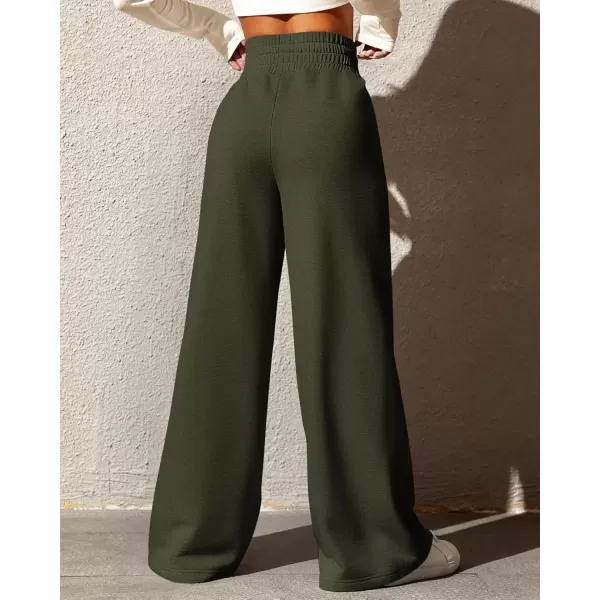 imageBTFBM Womens Wide Leg Sweatpants Casual Loose Solid Color Pants Comfy Lounge Joggers Baggy Sweatpants PocketsSolid Grey Green