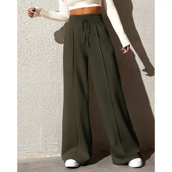 imageBTFBM Womens Wide Leg Sweatpants Casual Loose Solid Color Pants Comfy Lounge Joggers Baggy Sweatpants PocketsSolid Grey Green