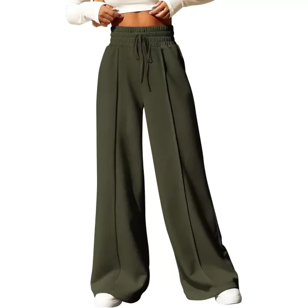 imageBTFBM Womens Wide Leg Sweatpants Casual Loose Solid Color Pants Comfy Lounge Joggers Baggy Sweatpants PocketsSolid Grey Green