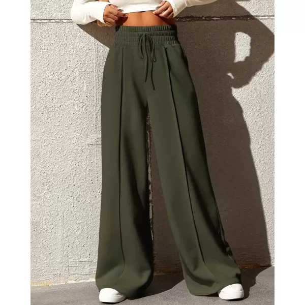 imageBTFBM Womens Wide Leg Sweatpants Casual Loose Solid Color Pants Comfy Lounge Joggers Baggy Sweatpants PocketsSolid Grey Green