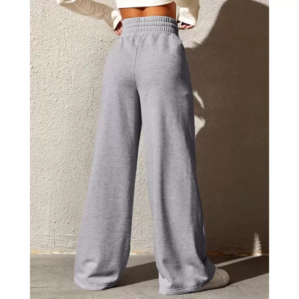 imageBTFBM Womens Wide Leg Sweatpants Casual Loose Solid Color Pants Comfy Lounge Joggers Baggy Sweatpants PocketsSolid Light Grey