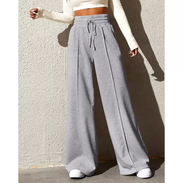 imageBTFBM Womens Wide Leg Sweatpants Casual Loose Solid Color Pants Comfy Lounge Joggers Baggy Sweatpants PocketsSolid Light Grey